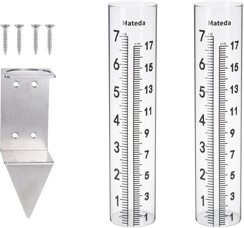 Mateda 7" Capacity Rain Gauge with Stainless Steel Mounting Rack Holder, Post Mount Rain Gauge or Yard Garden Outdoor Home (Style C) - Image 1